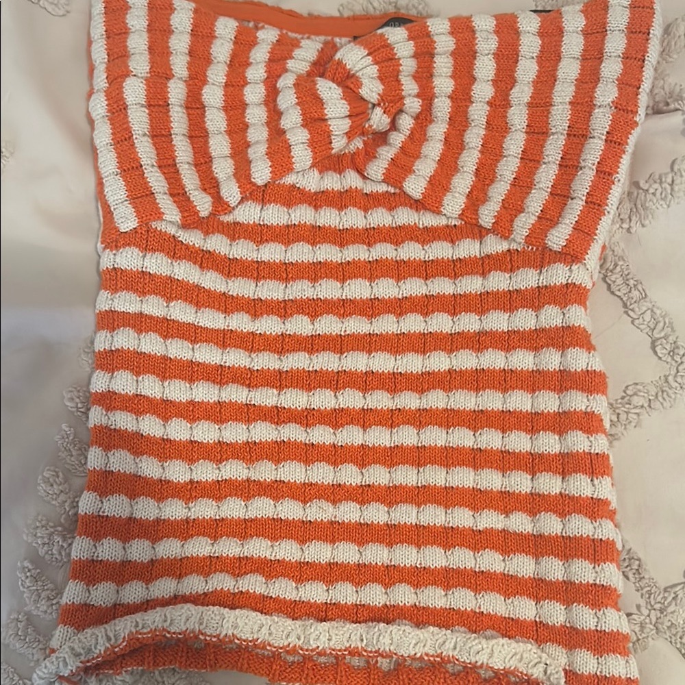 Orange and White Striped Knit Top